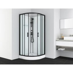 Sanotechnik Quickline Kompletni tuš Dallas (90 x 90 x 210 cm, Bela/Črna, Upognjene oblike) Cene