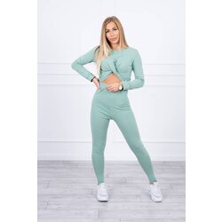 Kesi Set with frills on a dark mint blouse Cijene