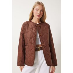 Happiness İstanbul Women's Brown Large Pocket Quilted Jacket Cijene