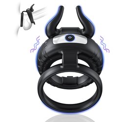 Paloqueth Dual Vibrating Soft Silicone Cock Ring with 10 Powerful Vibrations Black Cene