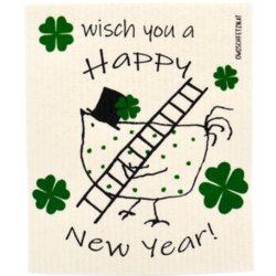 OWOSCHFETZN Spužvasta krpa "Happy New Year" - Henne Berta Zelena Cijene