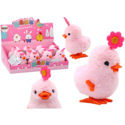 Pink Jumping Hen Wind-up Hen With Flower Cene
