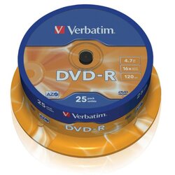 Verbatim DVD-R, 4,7 GB,16X, spindle 25 kom,MATT SILVER,43522 Cene