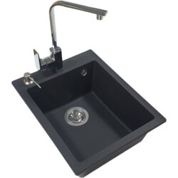  Set sudopera sa slavinom i sifonom Vesta mat crna + Elegance Chrome slavina + Crni ugradni dozer Cene