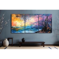 WALLXPERT 3P70100C001 Multicolor Decorative Canvas Painting (3 Pieces) Cene