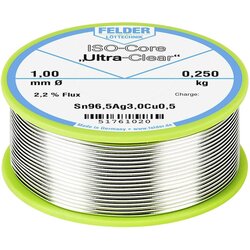 Felder Löttechnik iso-core ''ultra clear'' SAC305 spajkalna palica tuljava Sn96\,5Ag3Cu0\,5 0.250 kg 1 mm, (20428779) Cene
