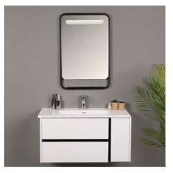 Hanah home Kupatilski ormarić sa umivaonikom i ogledalom (2 komada) Linear Bianco Cene