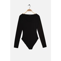 Trendyol Black Ribbed Heart Collar Fitted Snap Snap Knitted Body Cijene