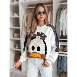 DStreet Bluza damska oversize z naszywkami CUTE MAKEX biała Cene