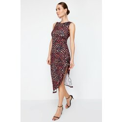 Trendyol multi-colored fitted/fitted animal print flexible knitted midi dress Cene