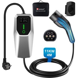 JUNSUN Type 2 EV electric car charging cable - 11kW, adjustable current, LCD display, 4 m portable charger with Schuko 6-16A plug IP67, (22148586) Cene