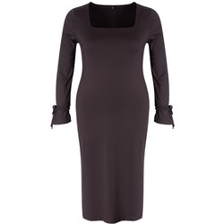 Trendyol Curve Black Premium Square Neck Slit Knitted Plus Size Dress Cijene