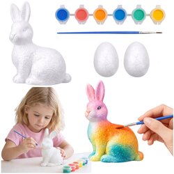 Bunny Styrofoam Decorations Painting Kit 2 Eggs Paints Cene