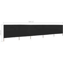 vidaXL 5-panelni vetrobran tkanina 600x120 cm črn, (20742933) Cene