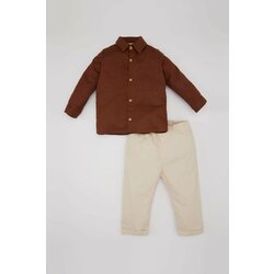 Defacto Baby Boy Shirt Twill Trousers 2 Piece Set Cene