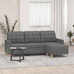 vidaXL Trosjed s tabureom tamnosivi 180 cm od tkanine Cijene