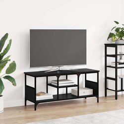 vidaXL TV ormar Crni hrast 100 x 35 x 45 cm Obrađeno drvo i čelik Cijene