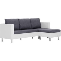 Maison Chic kavč - Sofa - Kanape trosed z blazinami belo umetno usnje, (21727133) Cene