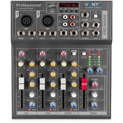AUDIO KONDRIC VMM-F401, 4 kanalna mešalna miza z USB / Bluetooth predvajalnikom - - Audio-Kondric Cene
