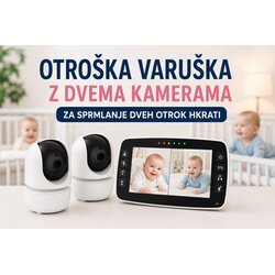 Baby Monitor Otroški monitor z DVEMA KAMERAMA, 5-palčni video otroški monitor z daljinskim upravljanjem kamere za obračanje in nagibanje ter povečavo, (5000248120) Cene