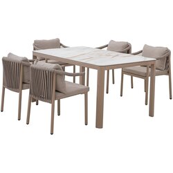 Vrtne mize, stoli in garniture Jedilni set iz aluminija BOISE CAPPUCCINO Cene
