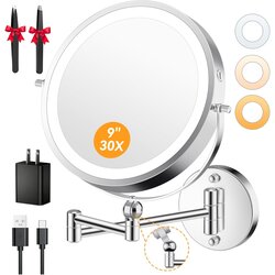 AUXMIR stensko kozmetično ogledalo z LED-osvetlitvijo 1x/30x Cene
