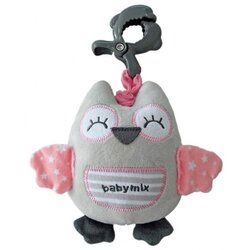 Baby Mix plišana glazbena igračka - Owl Grey & Pink Cene