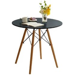 Trpezarijski okrugli sto 90 cm sa drvenim nogarima Skandi crni Lemon 25-KS002 Cene