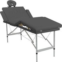 MASAŽNI STOL s 4 zone i aluminijskim okvirom antracit 186x68 cm Cene