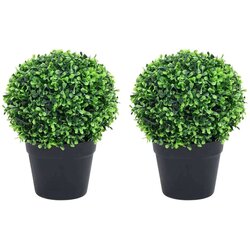 vidaXL Umetna rastlina pušpan 2 kosa z lonci okrogle oblike 32 cm Cene