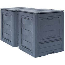  Vrtni kompostnik 2 kosa sive barve 60x60x73 cm 520 L, (20746543) Cene