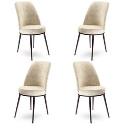 Hanah home dexa - cream, brown creambrown chair set (4 pieces) Cene