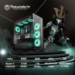 PPC Samurai Premium GamingPC (Ryzen 5 75003XD, Liquid, 32GB DDR5, 1TB NVMe, RX 9070XT, BT, WiFi) Win11P Cene