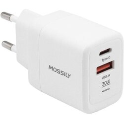 Mossily Punjač JT-G30U, USB-A + Type-C, 30W PD + QC 3.0, Beli Cene