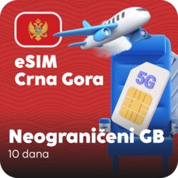 Ananas eSIM Crna Gora eSIM kartica - Neograničena količina prepaid mobilnih podataka za 10 dana Cene