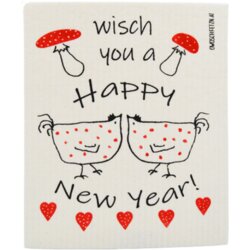 OWOSCHFETZN Spužvasta krpa "Happy New Year" - Henne Berta Crvena Cijene