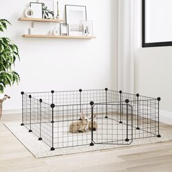 vidaXL Kavez za ljubimce s 12 panela i vratima crni 35 x 35 cm čelični Cijene