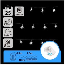 Aigostar LED spoljašnji božićni lanac 25xLED/8 funkcija 3xAA 2,5m IP44 hladno belo Cene