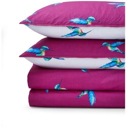 Their Nibs Bijela/ljubičasta pamučna posteljina za bračni krevet 200x200 cm Hummingbird – Cene
