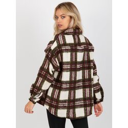 Fashion Hunters Burgundy and khaki warm plaid shirt with pockets Cene