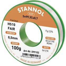 Stannol HS10-Fair spajkalna palica tuljava Sn99\,3Cu0\,7 ROM1 100 g 0.5 mm, (20428789) Cene