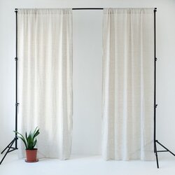 Linen Tales bež lanena lagana zavjesa s tunelom Daytime, 275 x 130 cm Cene