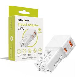 MOBILE ORIGIN Travel adapter 25W EU /US /UK /AU, white Cene