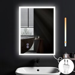 Nettlife Ogledalo z lučjo - 60x80cm LED stensko ogledalo Pralno ogledalo Ogledalo za kopalnico z dotikom, (22149673) Cene