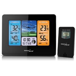 GreenBlue GB526 digital weather station Black Battery Cene