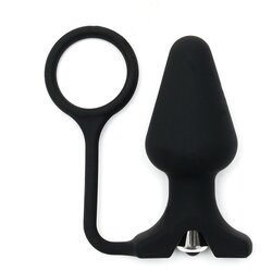 Rimba Silicone Butt Plug with Cockring Black Cene