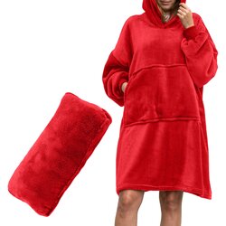 Pulover odeja s kapuco 4v1 – rdeča XXL - Froster - Home warming - Božič Cene