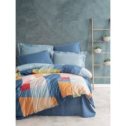 Cosy blueorangeredpink ranforce double quilt cover set Cene