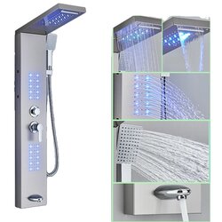 nekjcag LED tuš panel, 4/5-stopenjska funkcija tuša, zasnova za montažo na steno, Nickel-F-6002, (5000159244) Cene