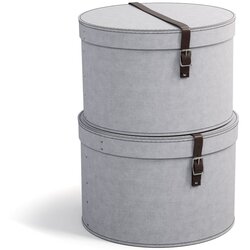 Bigso Box of Sweden Svetlo sive kartonaste škatle s pokrovom za shranjevanje v kompletu 2 ks ø 37,5x25,5 cm Rut – Cene